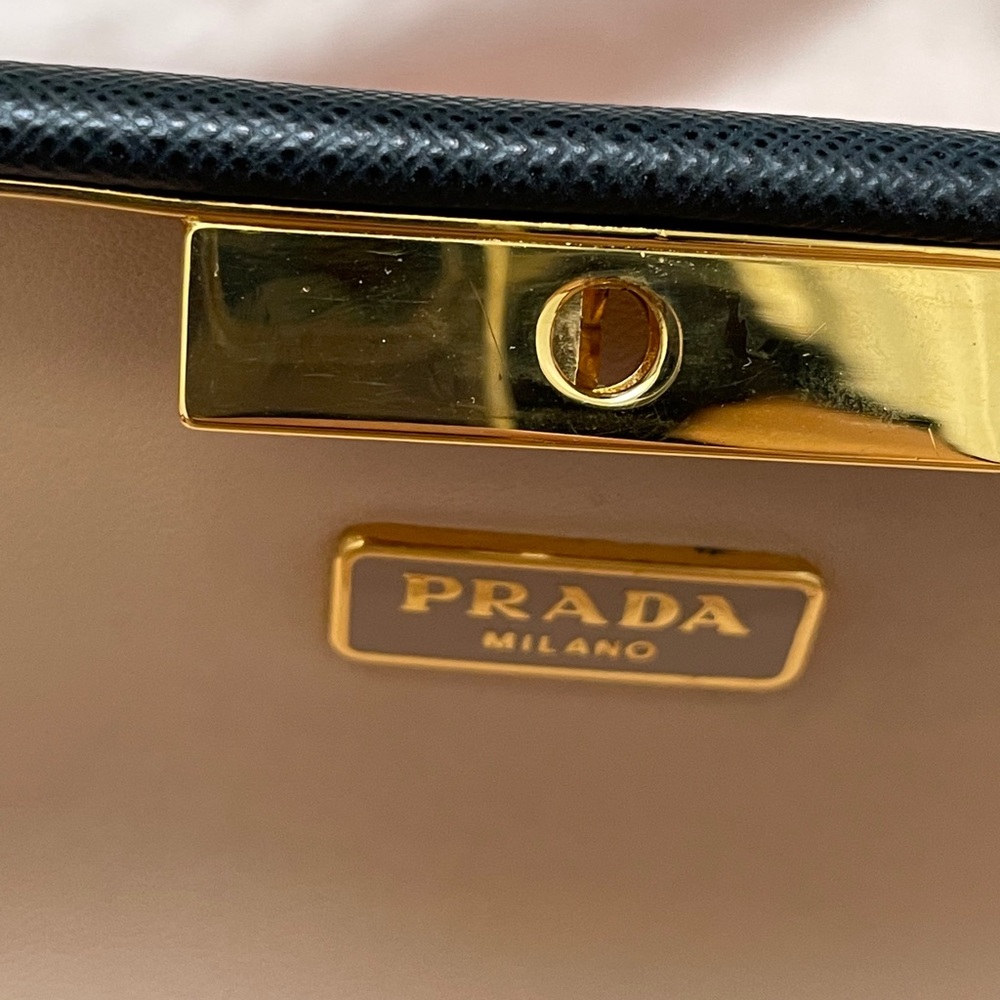 PRADA East West Frame Clutch in Black Saffiano and Gold Tone Hardware - Picture 14 of 14